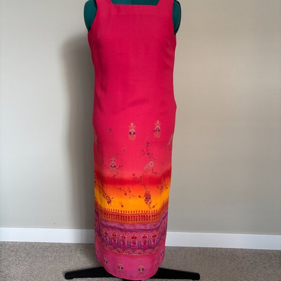 Colors of Sunset Sleeveless Lined Sheath Dress with Rhinestones Size 6 by Chorus - Picture 3 of 11
